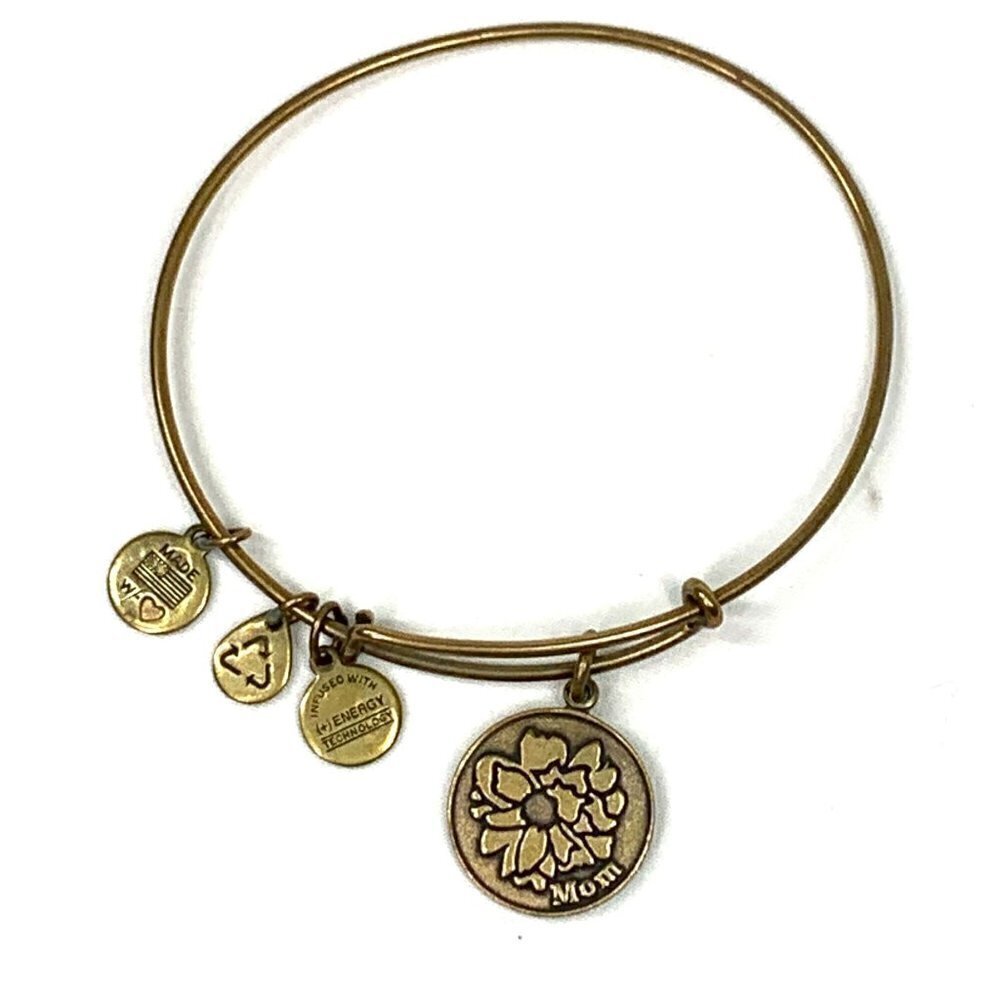 Alex and Ani Mom Charm Bracelet Gold Finish - Expands 2"- 3.5"